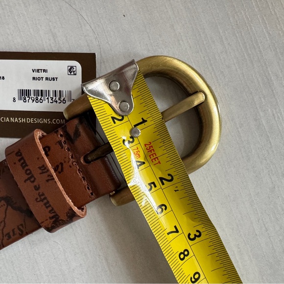 Patricia Nash Belt VIETRI Riot Rust Brown Map Print 100% Leather Women's NEW! - Picture 5 of 8